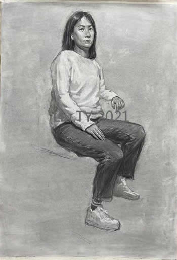 人物坐姿全身像寫生
